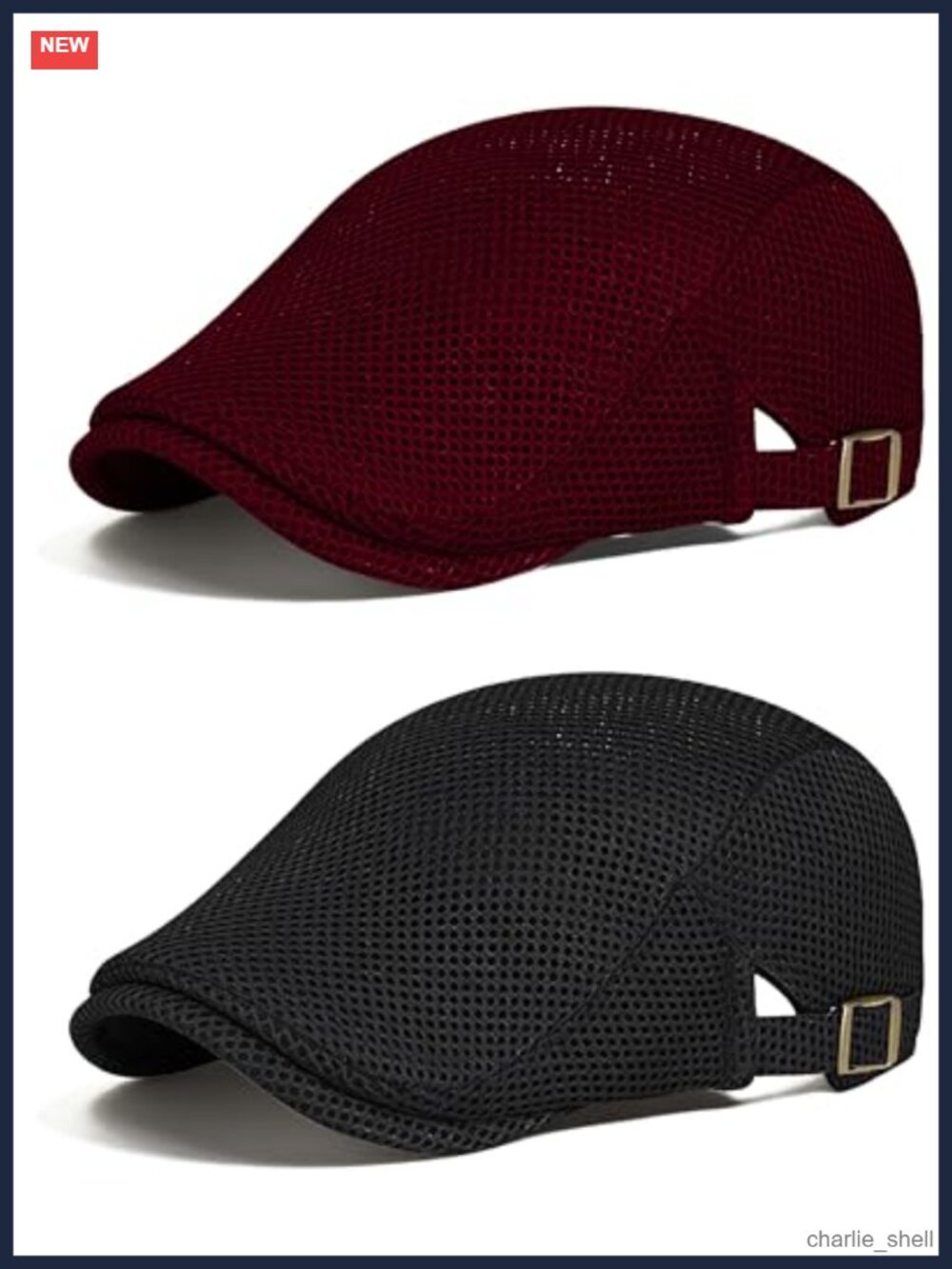 2 Pack Mesh Flat Caps Adjustable Breathable Newsboy Cabbie Ivy Hat